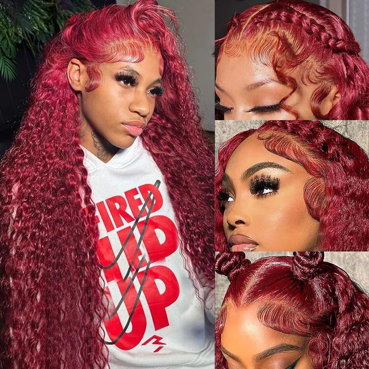 99J Burgundy Wig Human Hair 13X6 Deep Wave Lace Front Wigs Human Hair 180 Densit