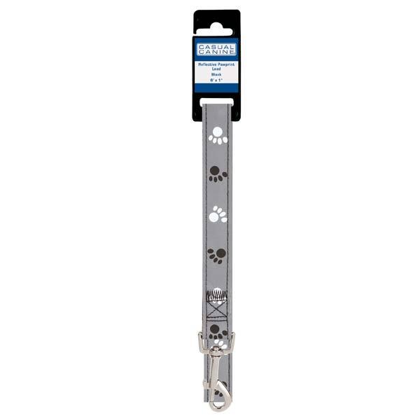 Casual Canine Reflect Pawprint Dog Leads 6 ft x 1 in