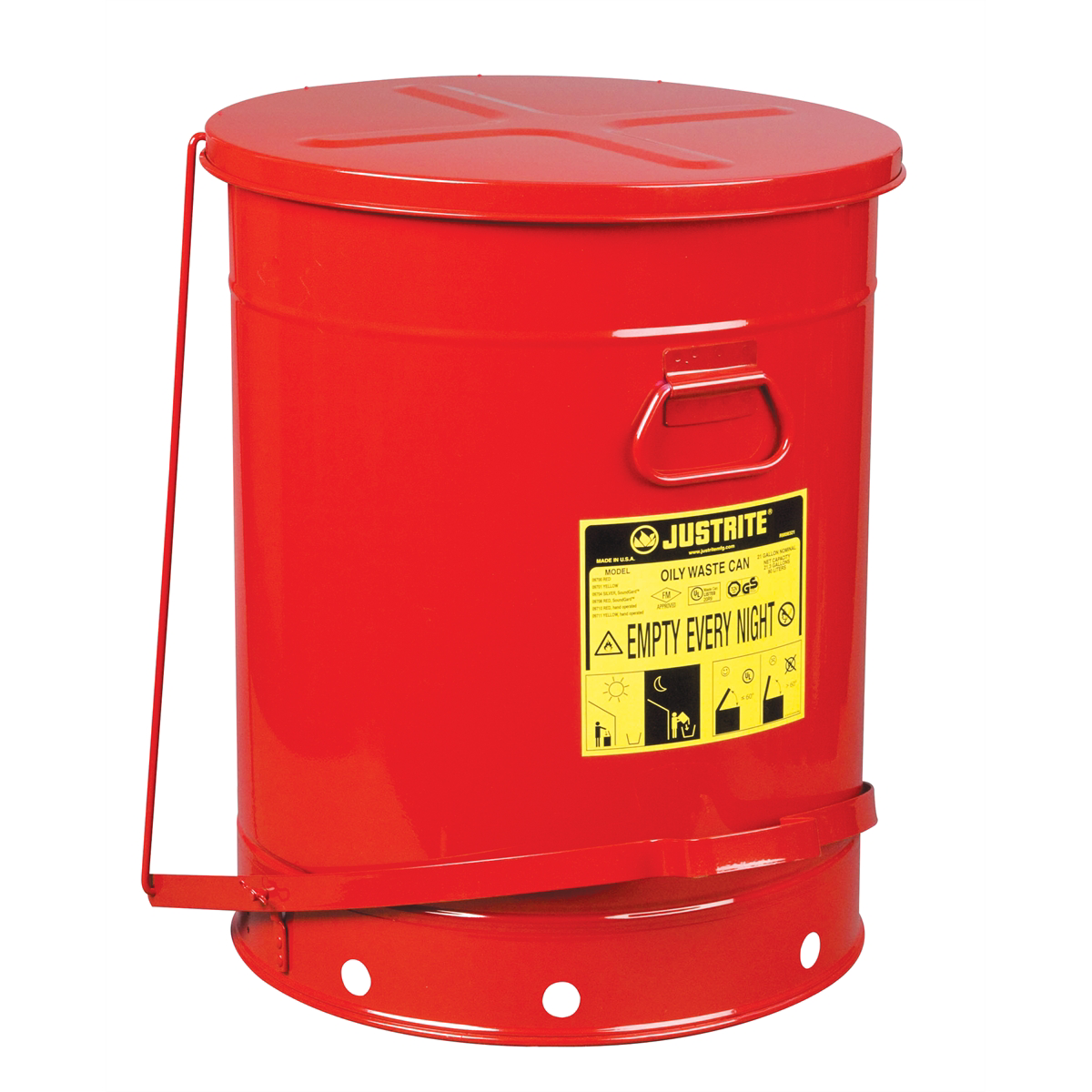 Justrite Mfg. Co. 21 GALLON OILY WASTE CAN W/FOOT LEVER