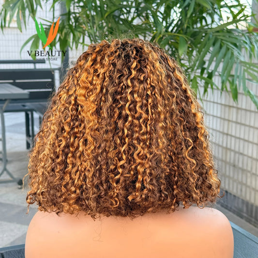 Headband Wig Human Hair Pixie Curly Human Hair Wig for Women Curly Half Wig None Lace Front Wigs 250% Brazilian Virgin Hair