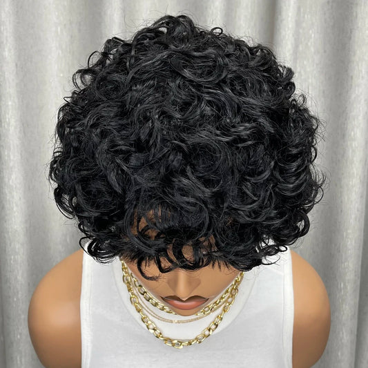 Curly Human Hair Wigs Short Glueless Curly Wigs Bob Wig Human Hair 100% Glueless Pixie Cut Wigs Human Hair Ready To Wear