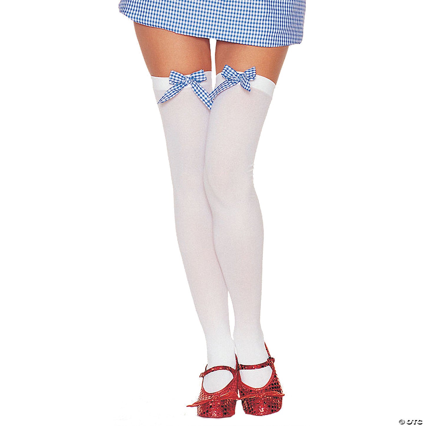 Thigh highs with gingham bow