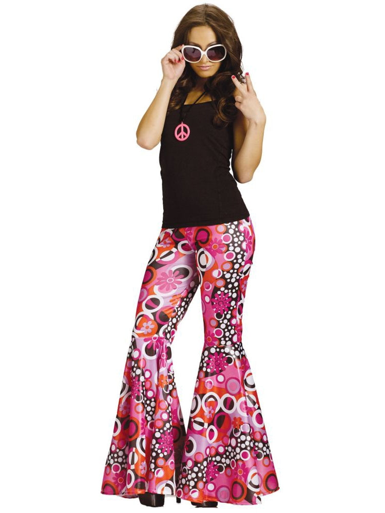 Womens Flower Child Bell Botoms M L