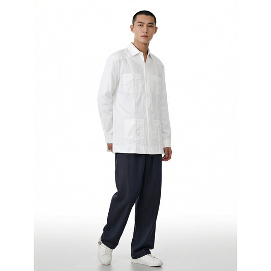 White Patchwork Casual Shirt