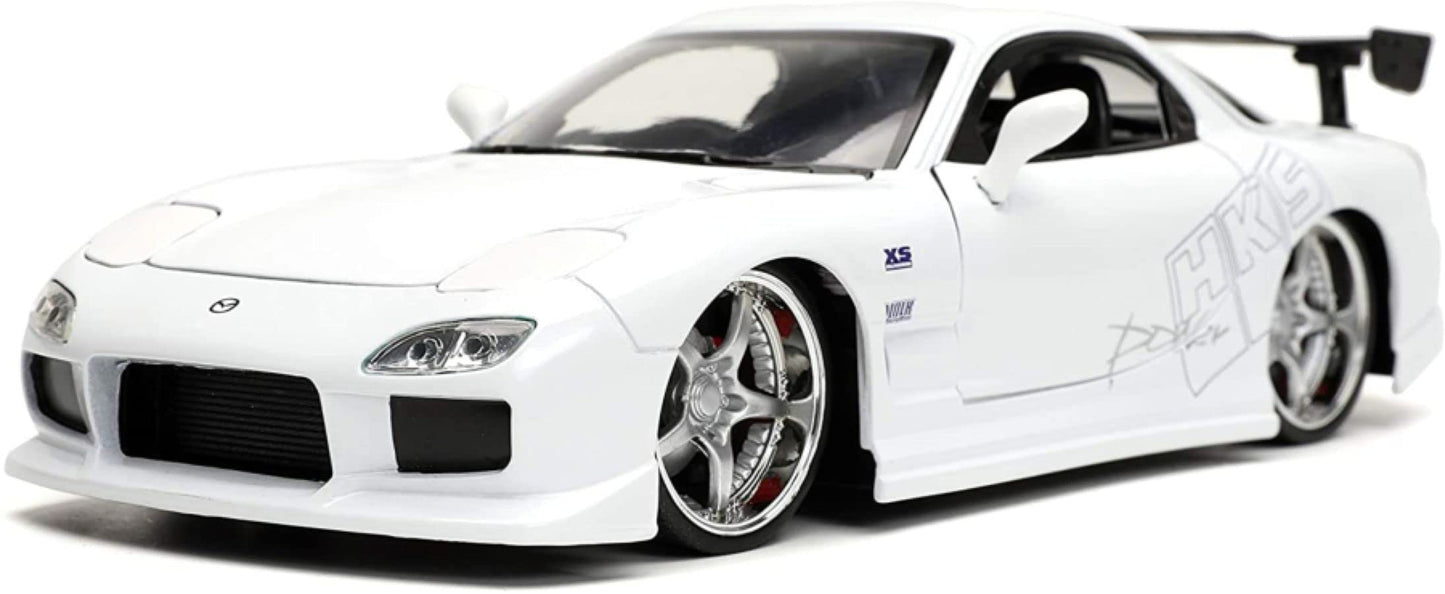 Jada Toys Fast & Furious 1:24 1992 Mazda RX-7 Die-cast Car Toys for Kids and Adults White