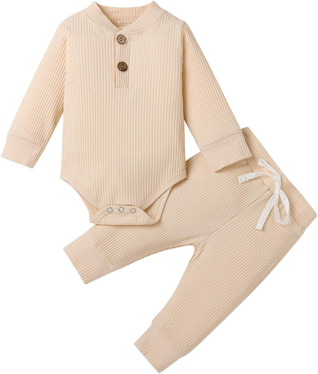 Bmnmsl Newborn Baby Boy Fall Clothes 3 6 12 18 24 Months Outfits Long Sleeve Knitted Cotton Romper & Pants Infant Winter Sets