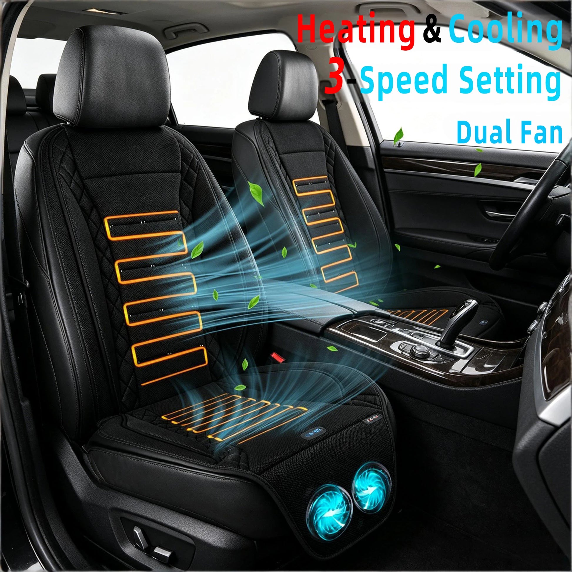 12V Dual Fan Car Seat Cushion Ventilated Heating Cooling Seat Cover Universal Car Seat Summer Winter Car Seat Protector