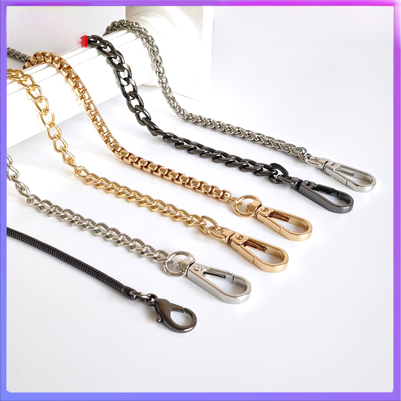 Metal Bag Chain With Woven Shoulder Strap For DIY