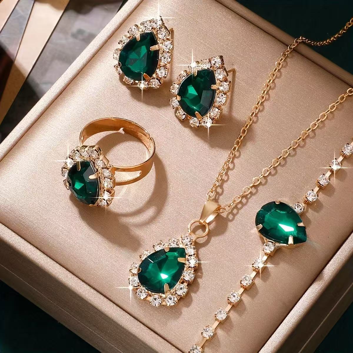 Diamond Encrusted Zircon Jewelry Set