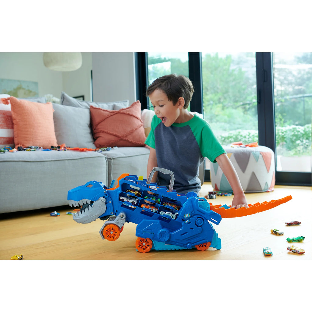 City Ultimate T-Rex Transporter, Hauler Transforms into a Dino, Featured in “Let’S Race”