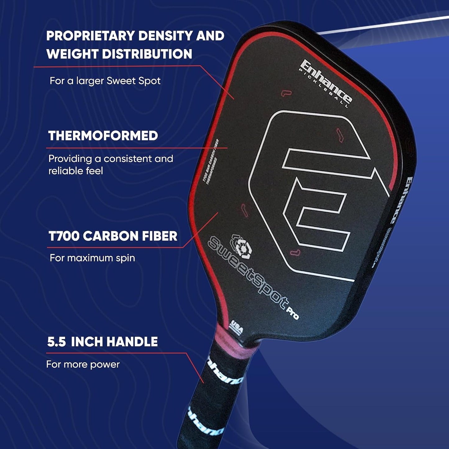 Sweetspot Pro Paddle – Carbon Fiber Pickleball Racket W/Foam-Injected Edges for Max Sweetspot – Highest USAPA Approved Grit – Designed by #1 Coach (Classic)