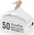 Smartor 11.8" Premium Baby Velvet Hangers for Closet, 50 Pack, White
