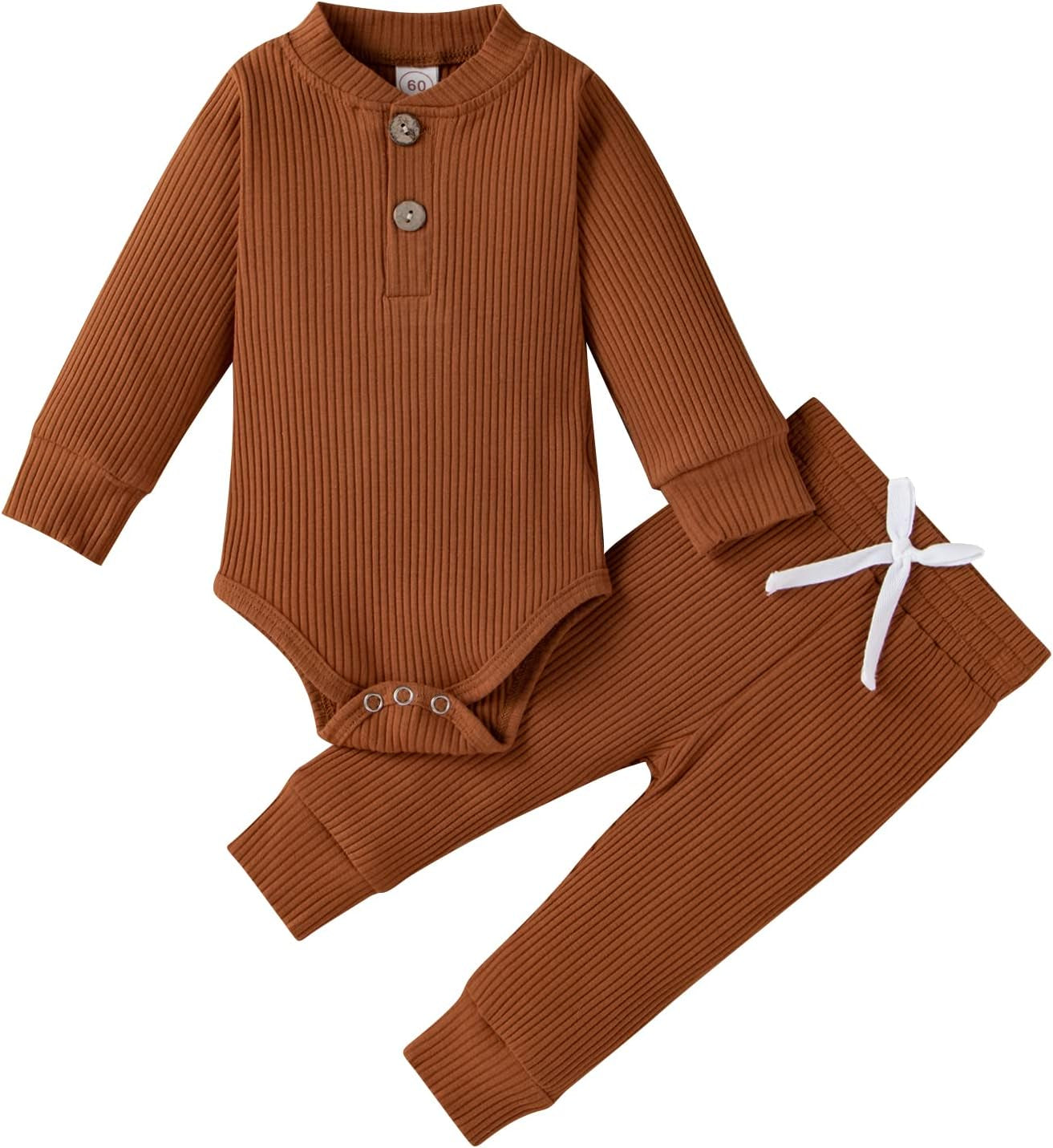 Bmnmsl Newborn Baby Boy Fall Clothes 3 6 12 18 24 Months Outfits Long Sleeve Knitted Cotton Romper & Pants Infant Winter Sets
