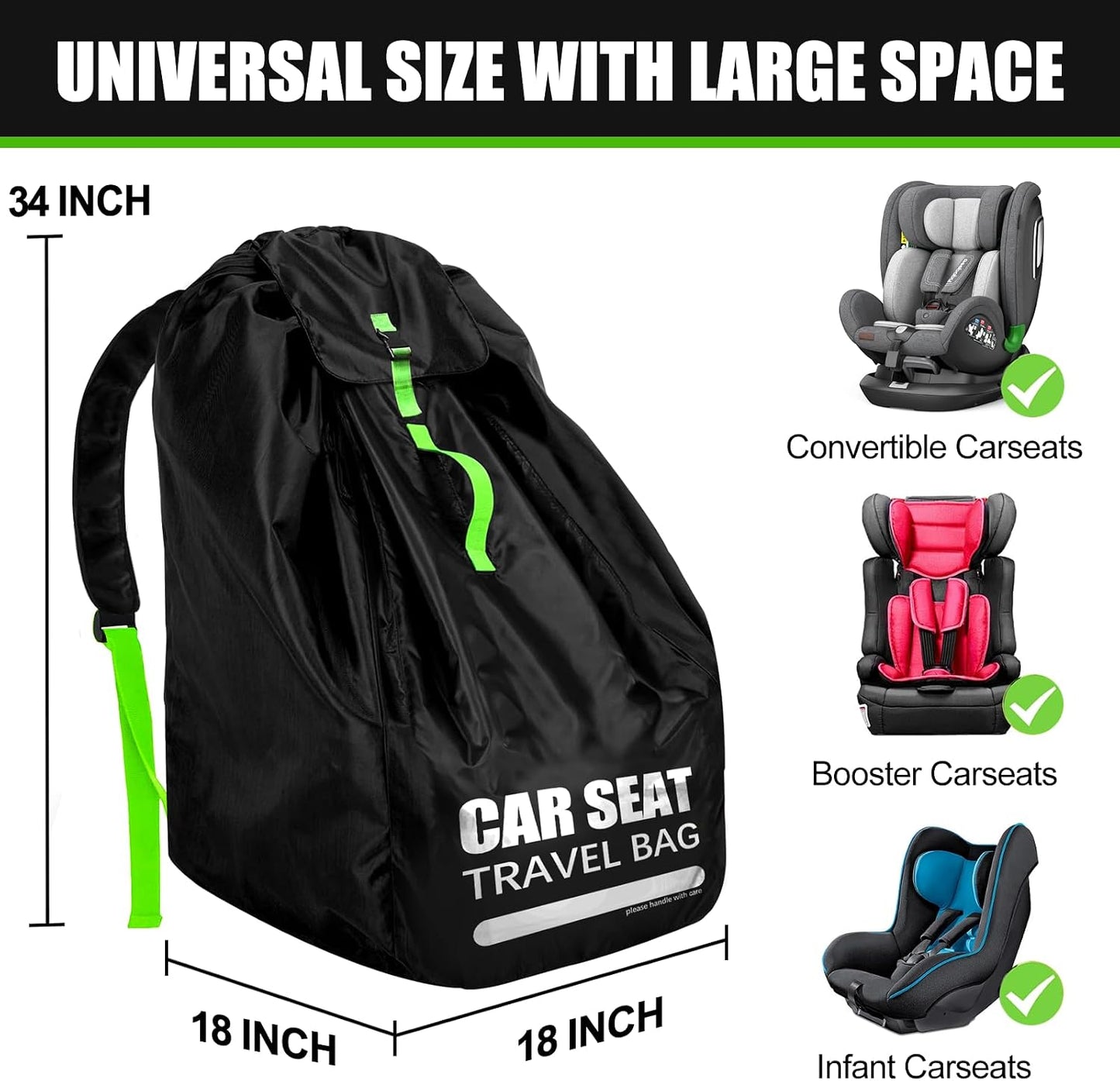 Car Seat Travel Bag for Airplane, Padded Strap Car Seat Bags for Air Travel