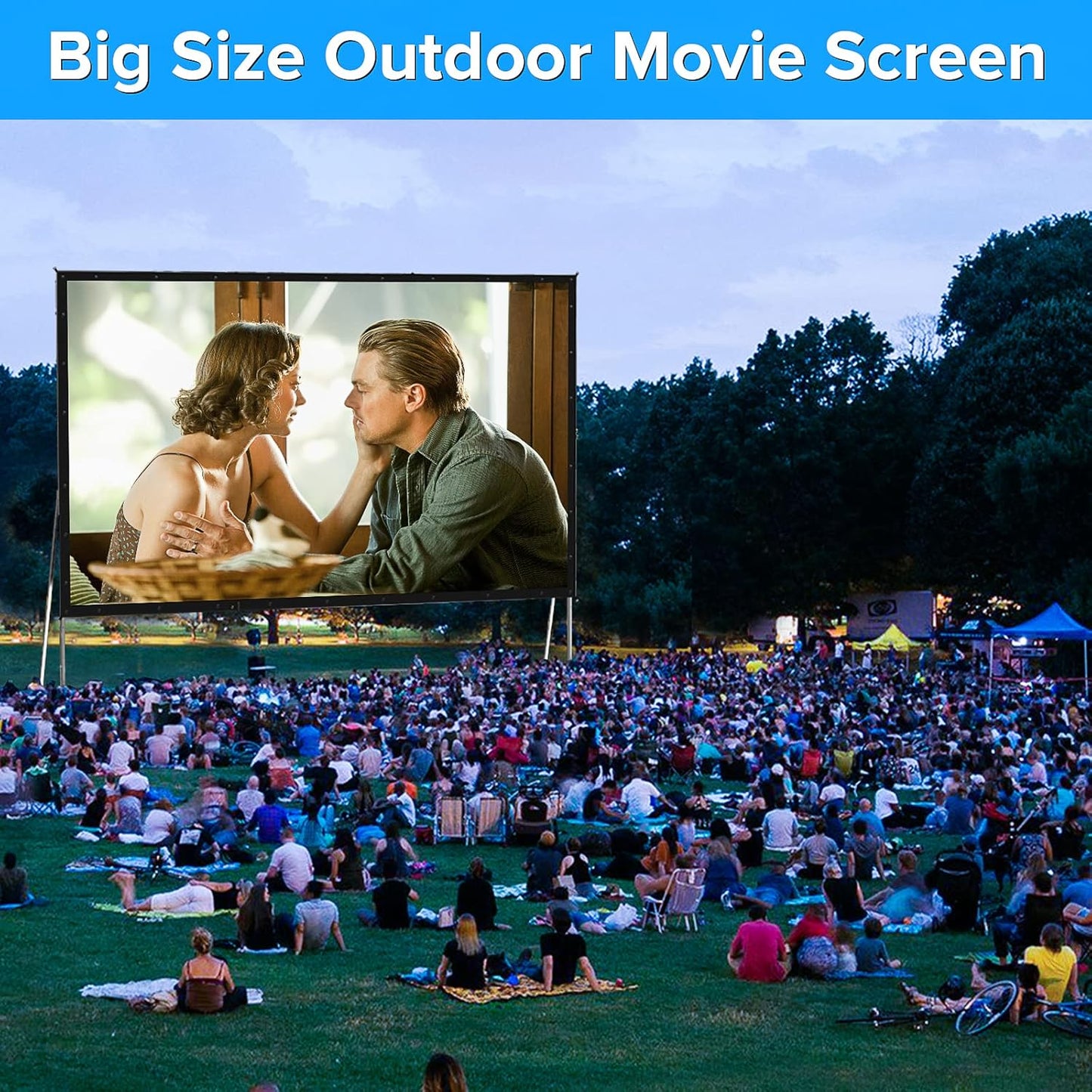 Projector Screen 200 Inch, 3-Layers PVC Projector Screen with Stand