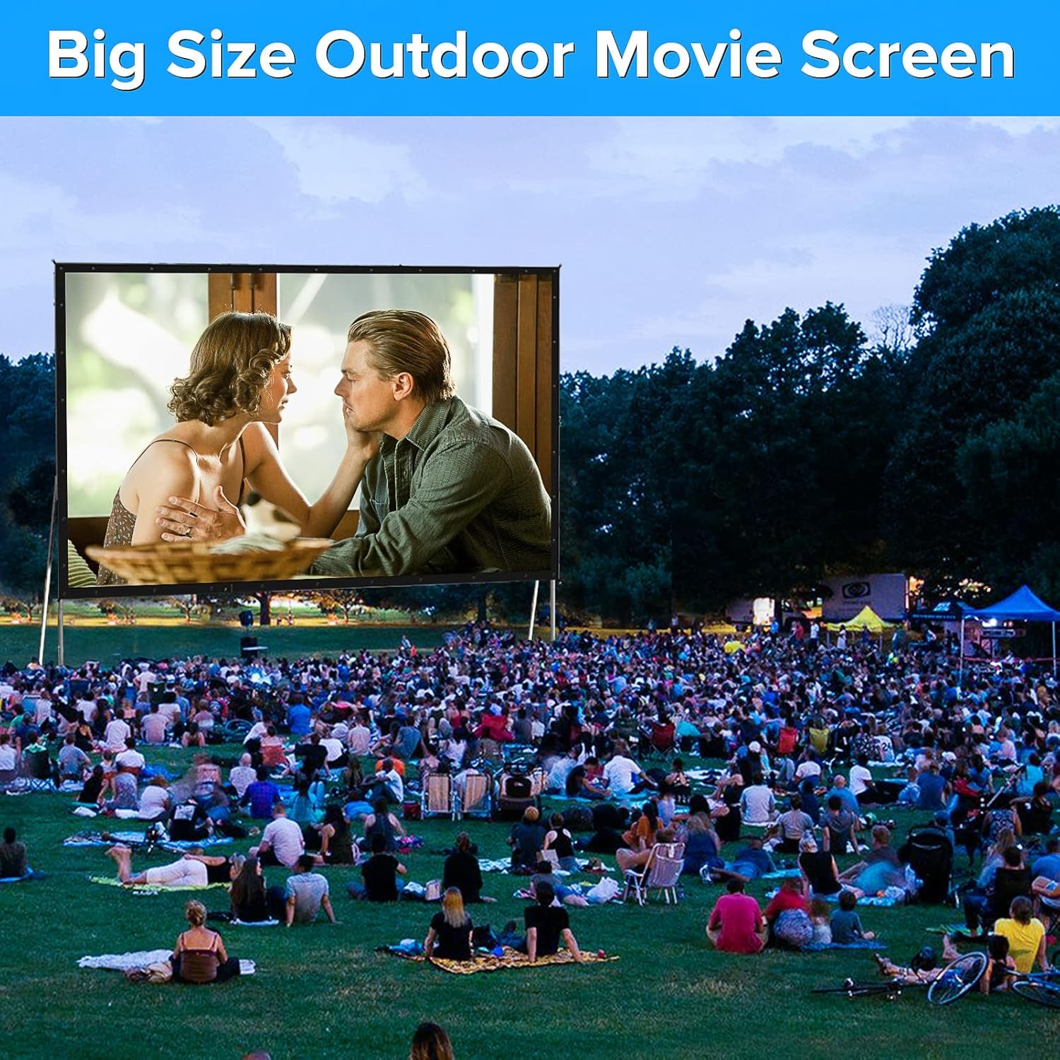 Projector Screen 200 Inch, 3-Layers PVC Projector Screen with Stand