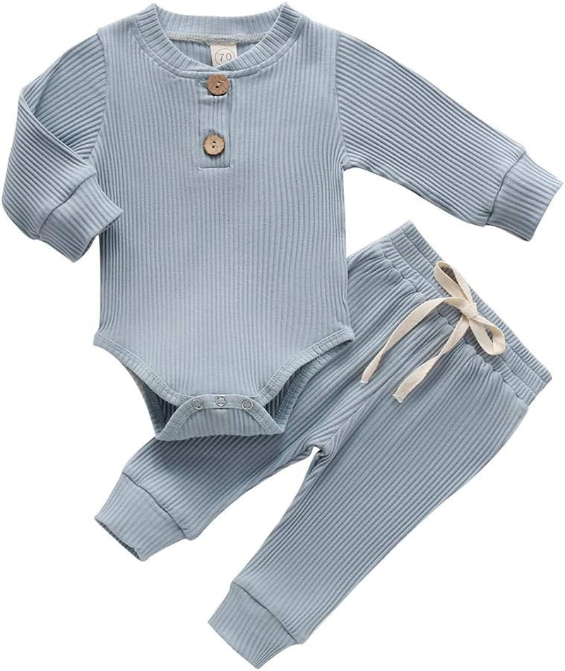 Bmnmsl Newborn Baby Boy Fall Clothes 3 6 12 18 24 Months Outfits Long Sleeve Knitted Cotton Romper & Pants Infant Winter Sets