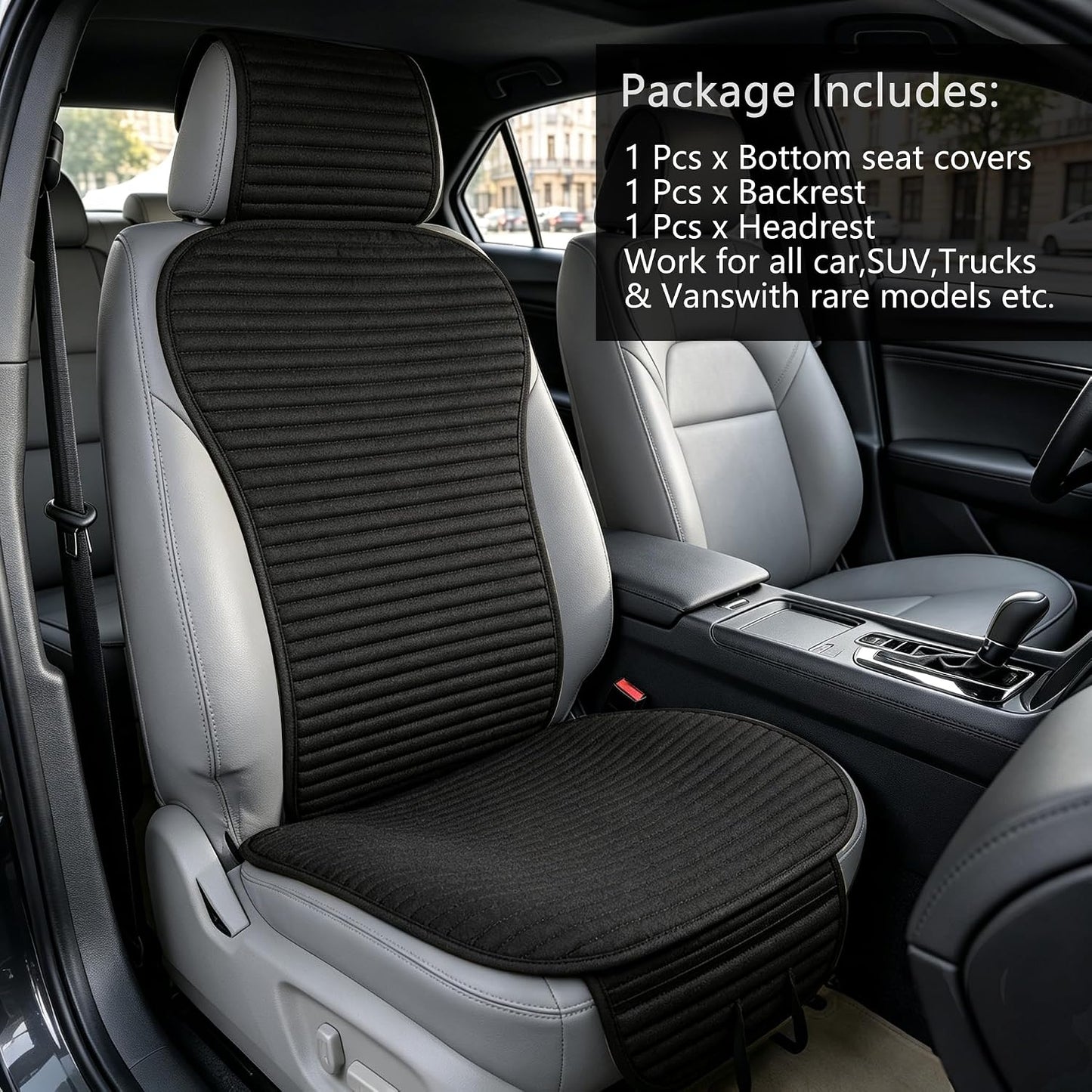 Linen Front Car Seat Cover,Seat Protector,Buckwheat Hull Cooling