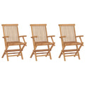 Folding Patio Chairs 3 pcs Solid Teak Wood