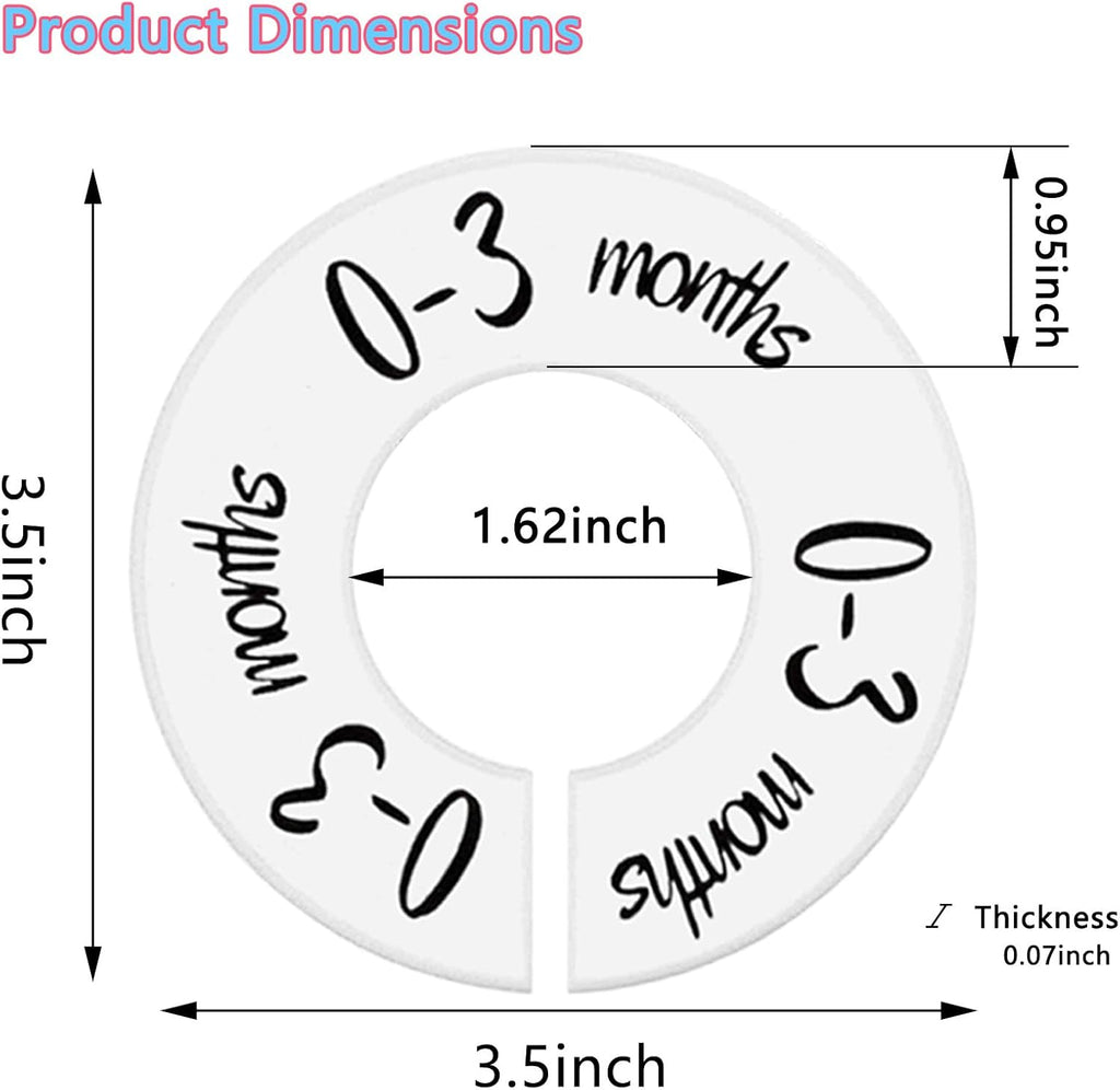 6-Piece Baby Closet Dividers, Unisex Baby Clothes Size Dividers,Nursery Closet Dividers for 0-24 Months Clothes Organizer and Most Rods
