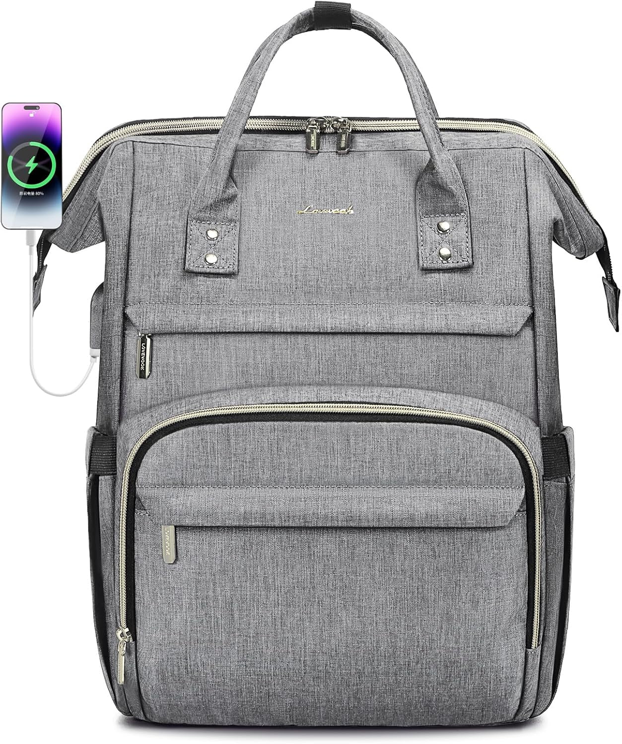 Laptop Backpack for Women,15.6 Inch Professional Womens Travel Backpack Purse Computer Laptop Bag Nurse Teacher Backpack,Waterproof College Work Bags Carry on Back Pack with USB Port,Grey