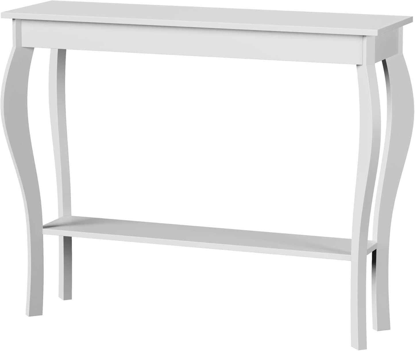 39" Narrow Entryway Table with Storage Shelf, White