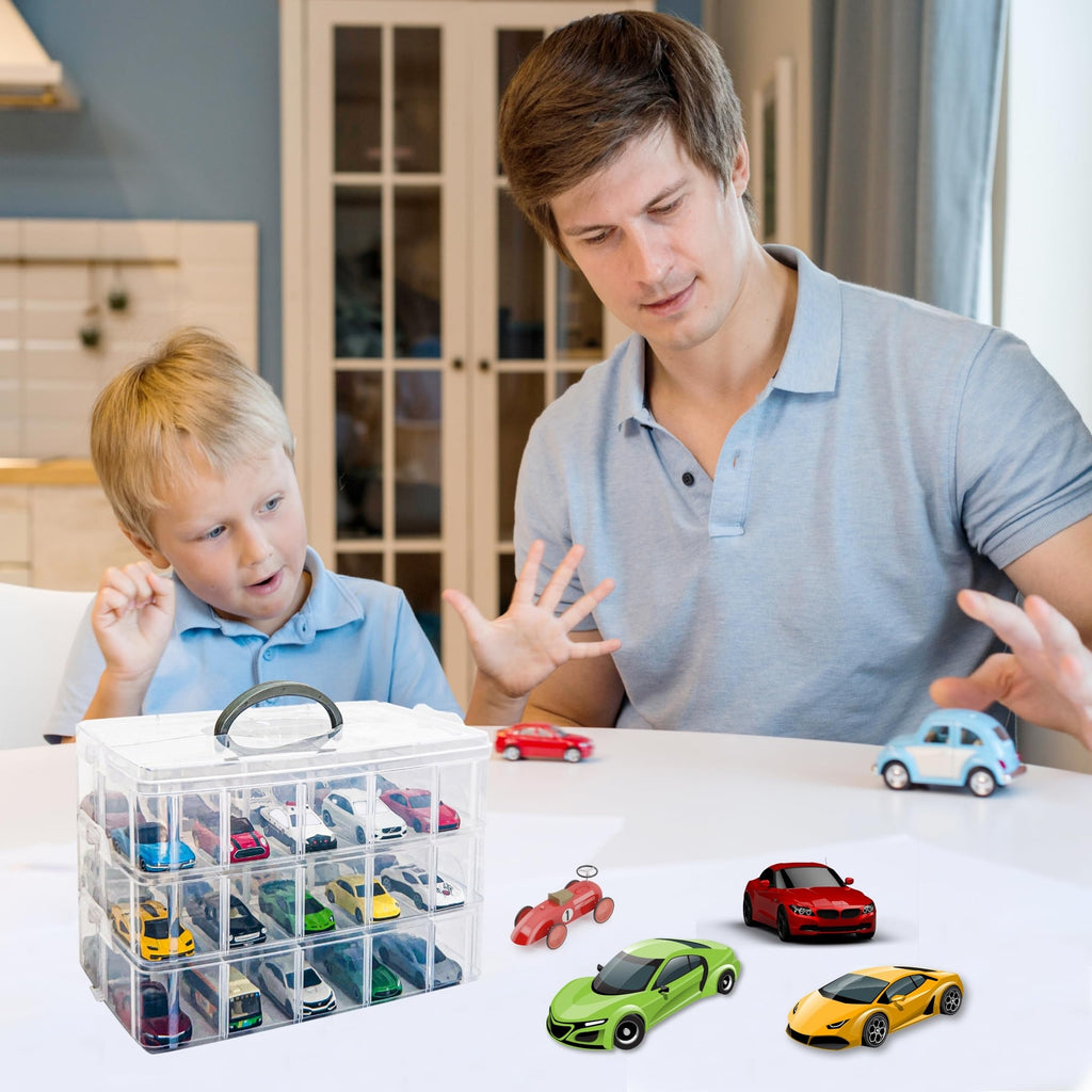 Toy Cars Storage Organizer Case for Hot Wheels Matchbox Cars W/ 30 Compartments