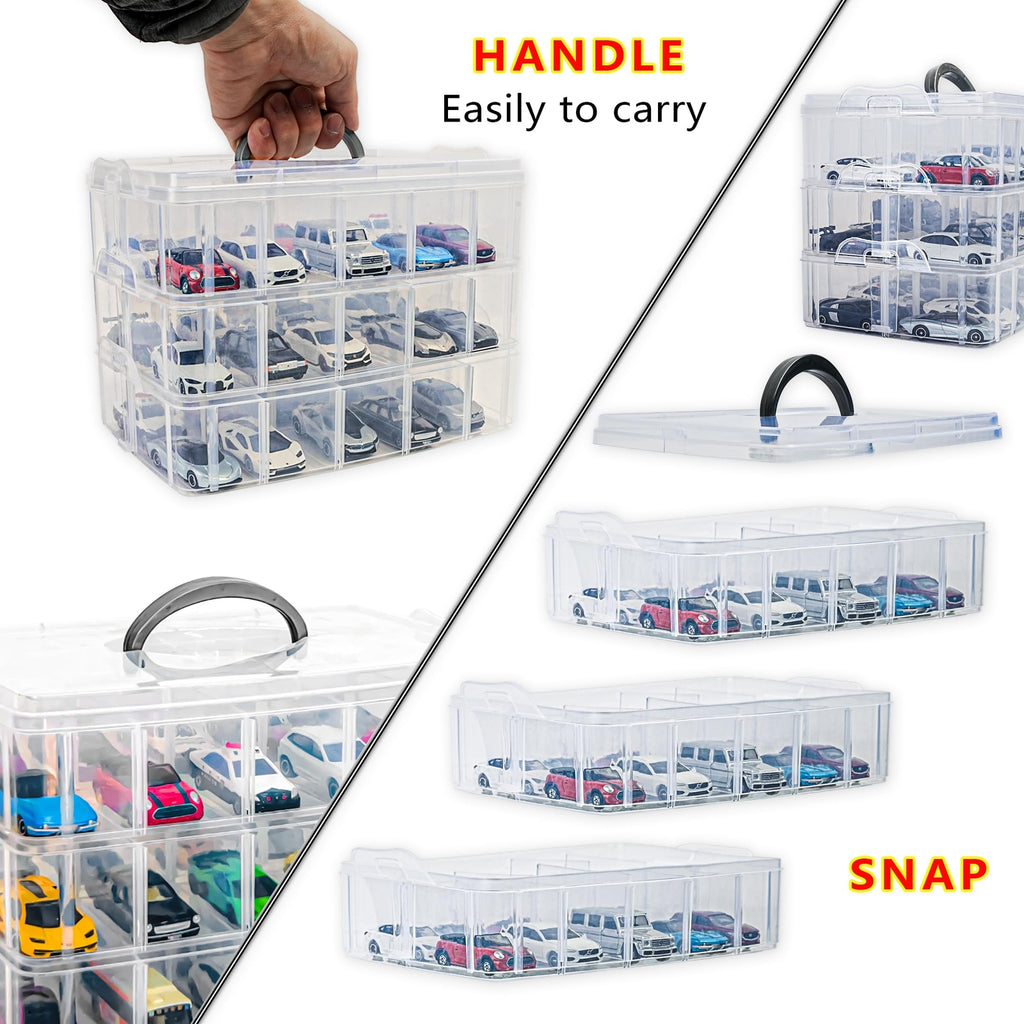 Toy Cars Storage Organizer Case for Hot Wheels Matchbox Cars W/ 30 Compartments