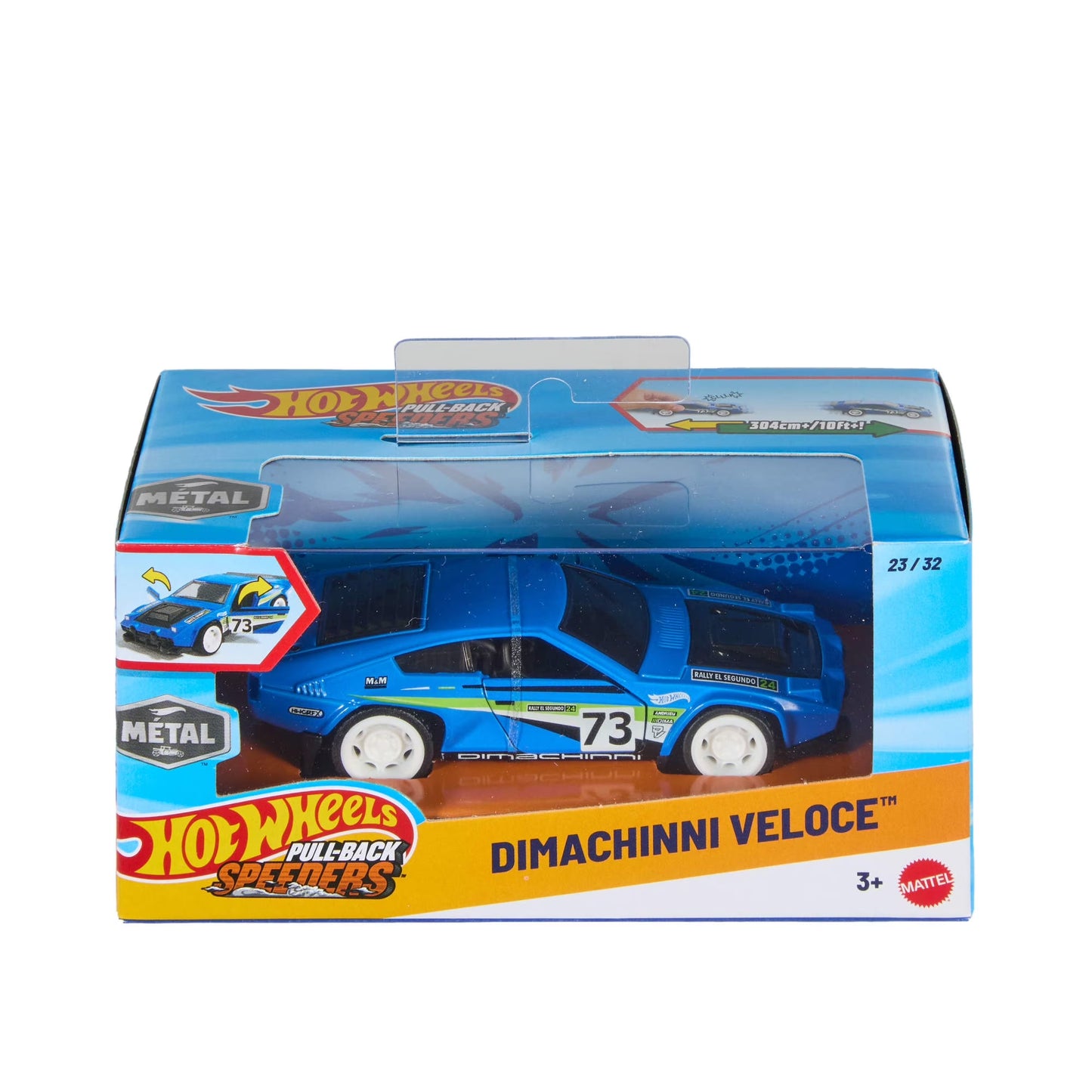Pull-Back Speeders Toy Car in 1:43 Scale, Pull Car Backward & Release to Race
