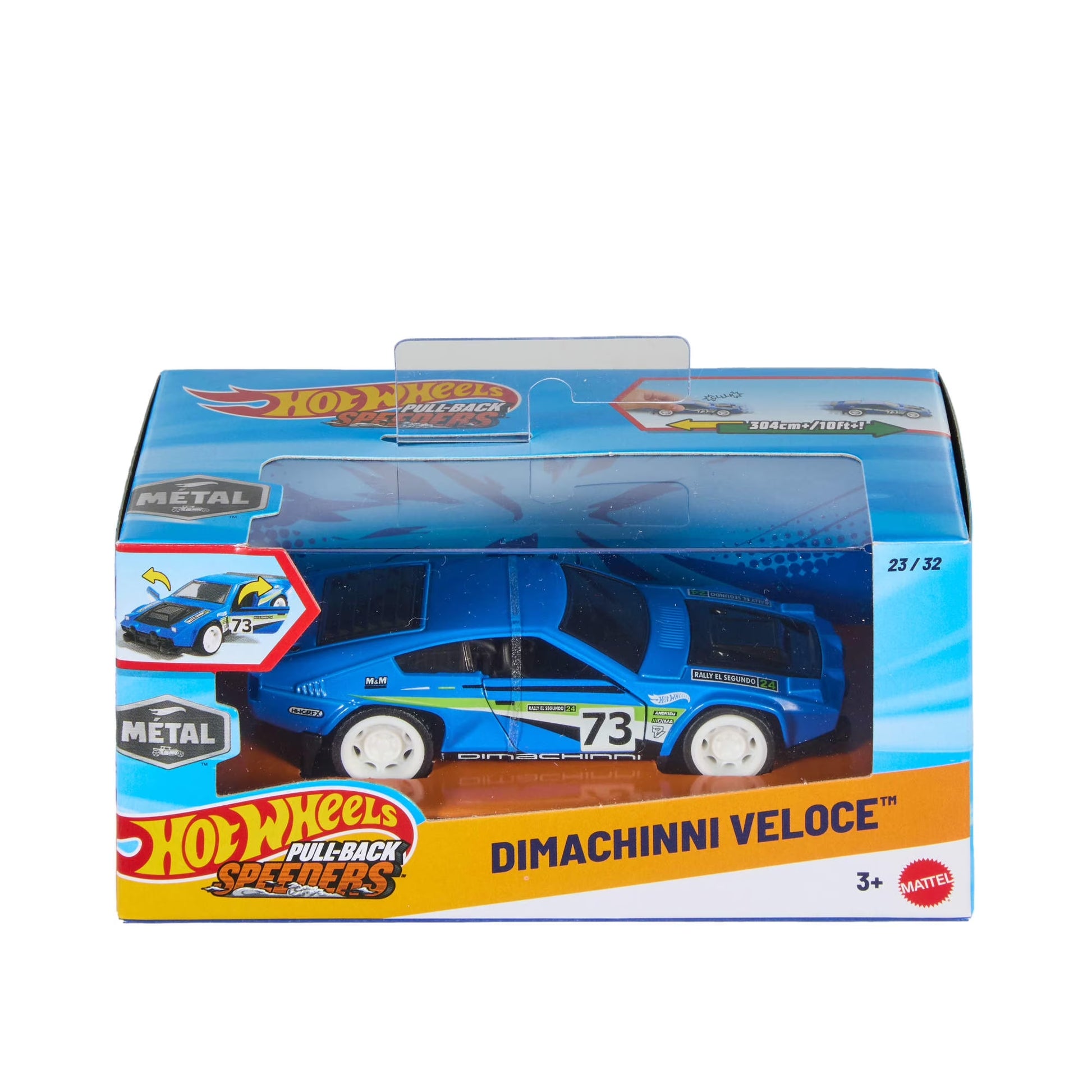 Pull-Back Speeders Toy Car in 1:43 Scale, Pull Car Backward & Release to Race