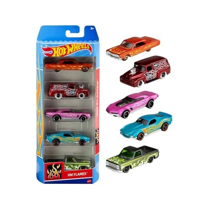 1:64 Scale Die-Cast Toy Cars 5-Pack, Set of 5 Toy Race Cars, Hot Rods, Character Cars, Rescue or Pick-Up Trucks (Styles May Vary)
