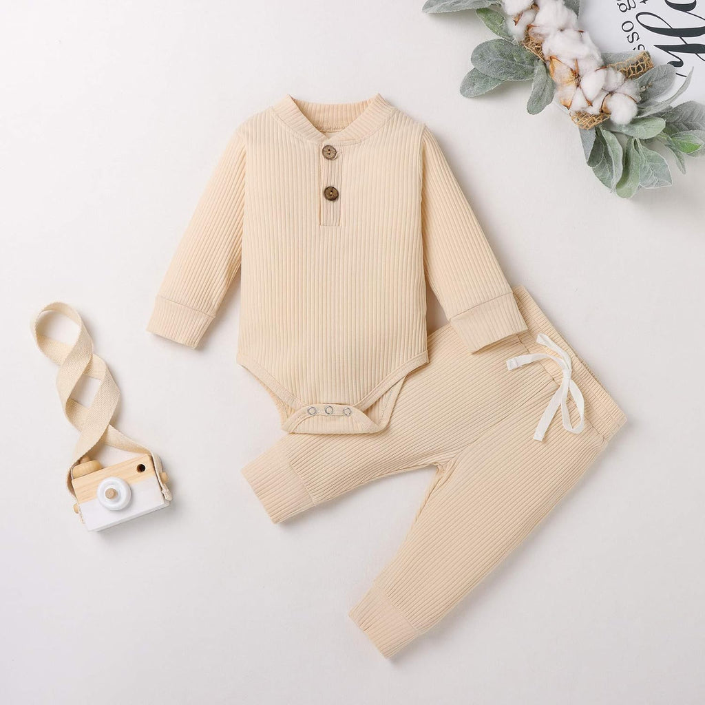 Bmnmsl Newborn Baby Boy Fall Clothes 3 6 12 18 24 Months Outfits Long Sleeve Knitted Cotton Romper & Pants Infant Winter Sets