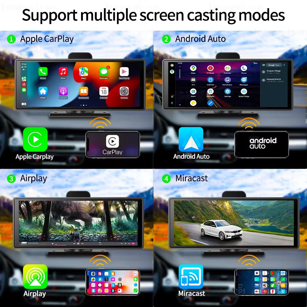 10.26" H9 Pro 4K Dash Cam ADAS Wireless Carplay Android Auto Car DVR Camera AUX 5G Wifi GPS Navigation Video Recorder