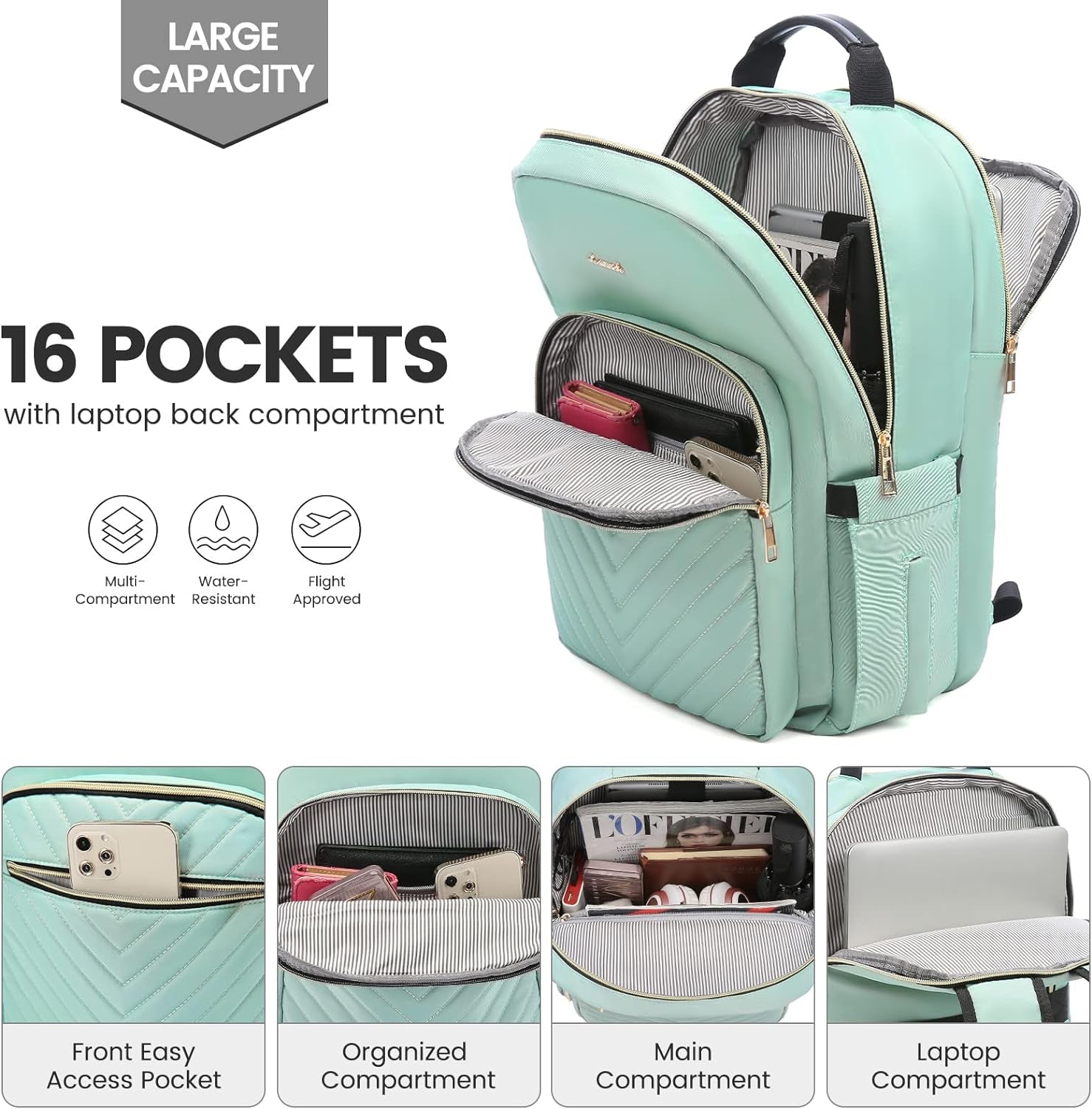 Laptop Backpack for Women,Quilted Work Travel College Laptop Bag