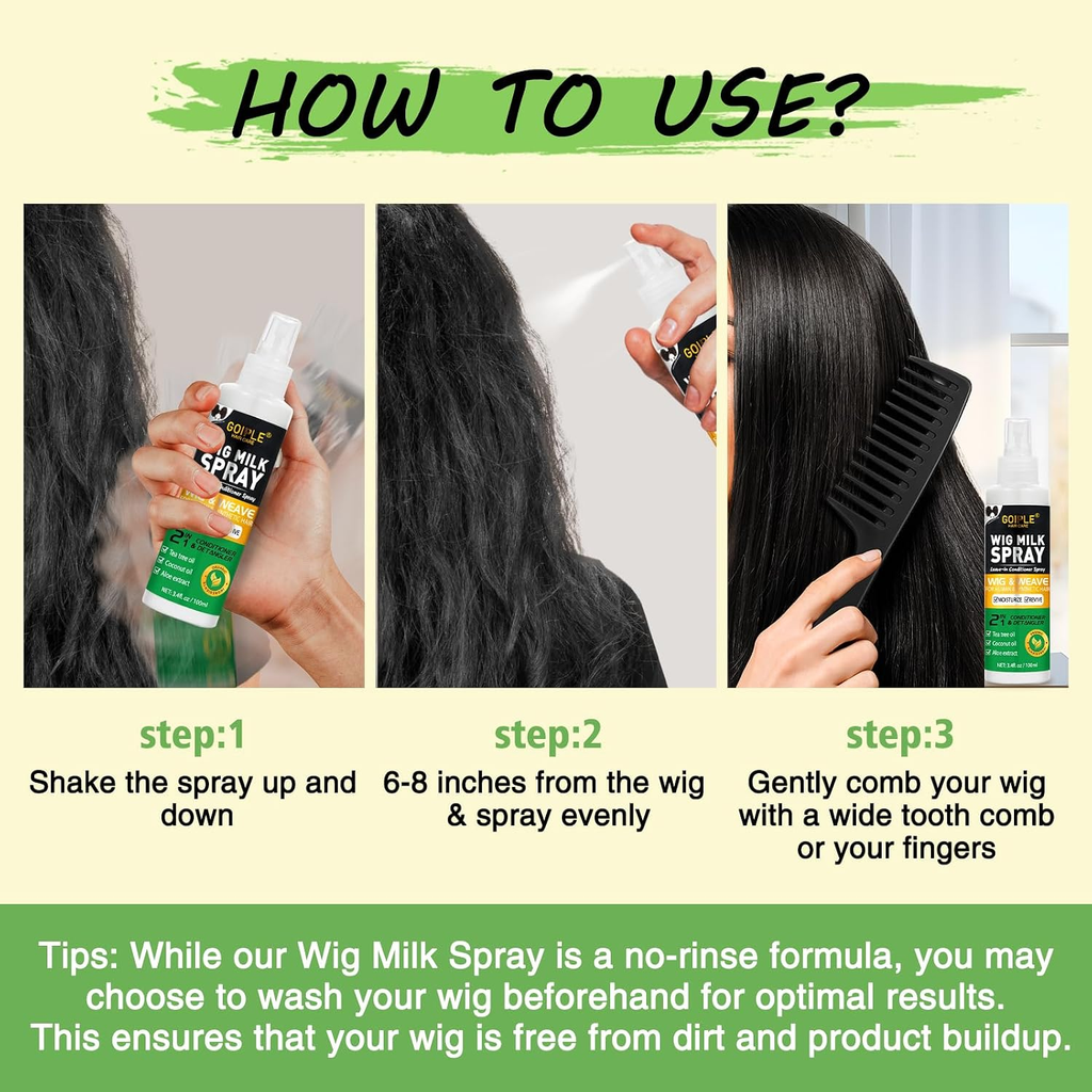 2PCS Wig Milk Spray for Synthetic Hair, Leave-In Conditioner Wig Detangler Spray