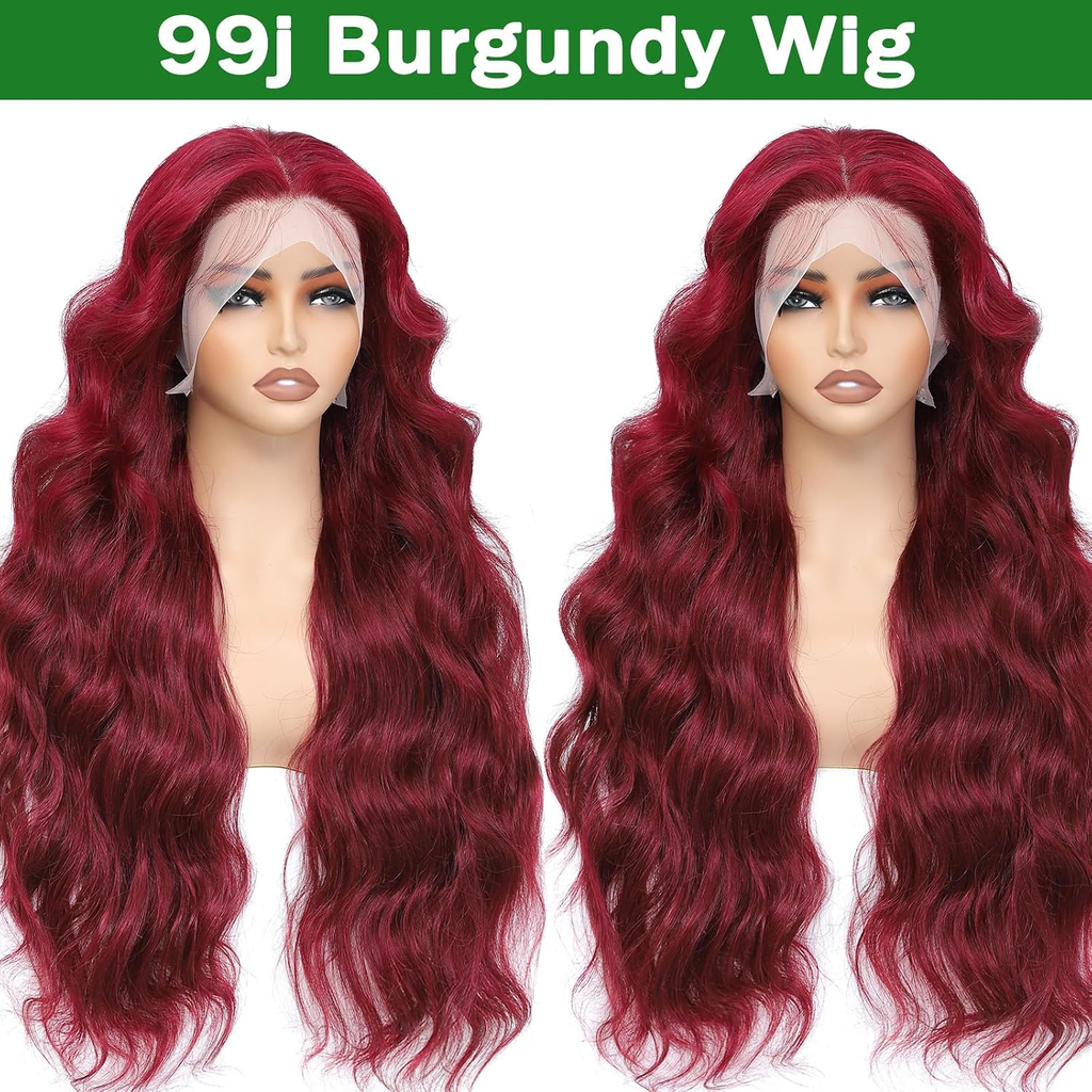 99J Burgundy 13X6 HD Lace Front Wigs Human Hair Body Wave Red Wig for Women | 18