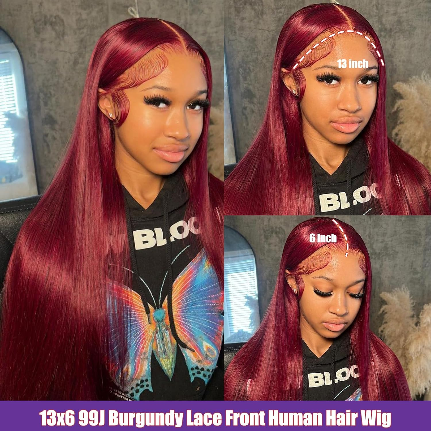 99J Burgundy Wig Human Hair 13X6 Straight Lace Front Wigs Human Hair 20Inch | Wi