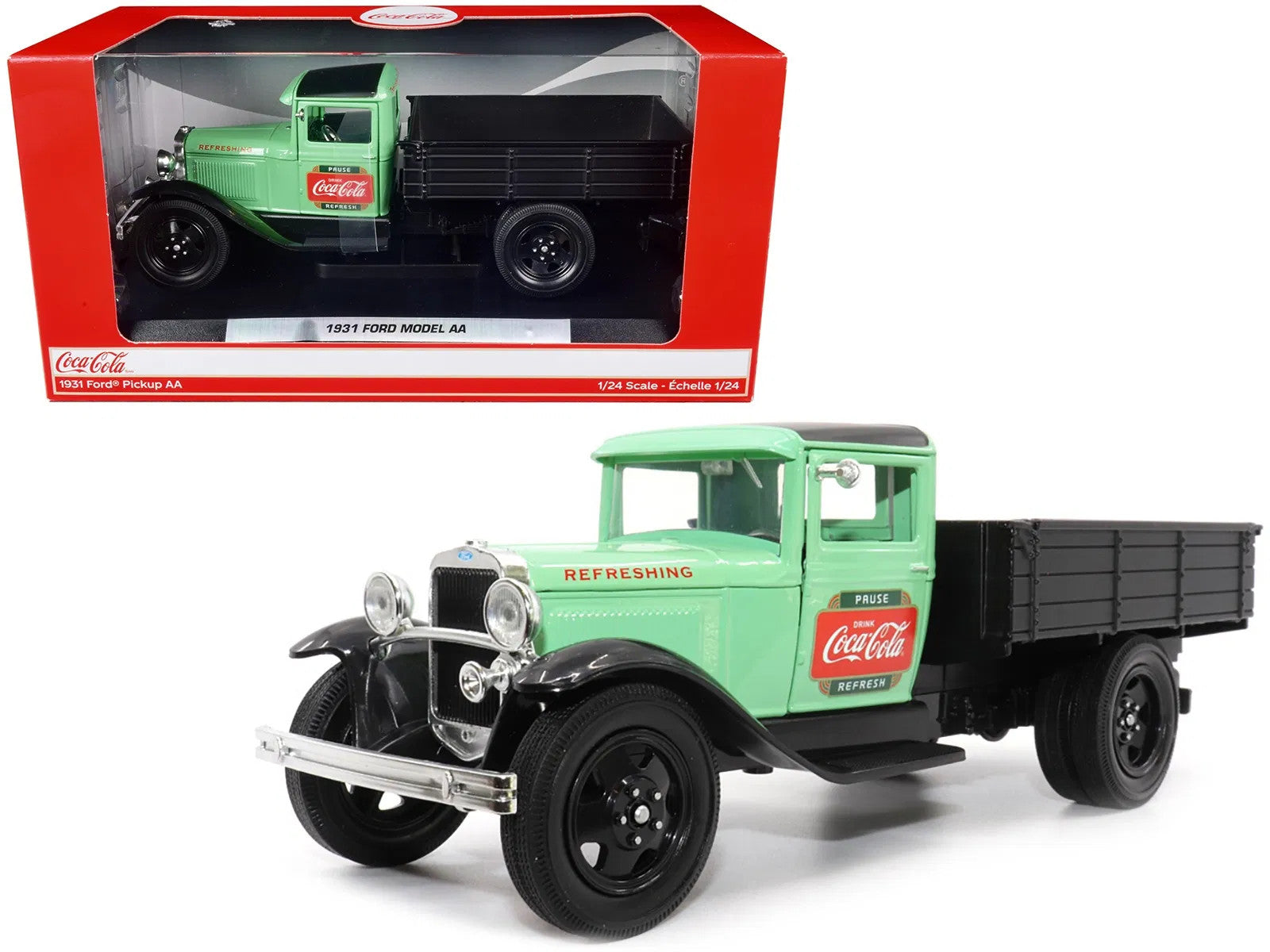 1931 Ford Model AA Pickup Truck Light Green and Black "Pause. Refresh. Drink Coc