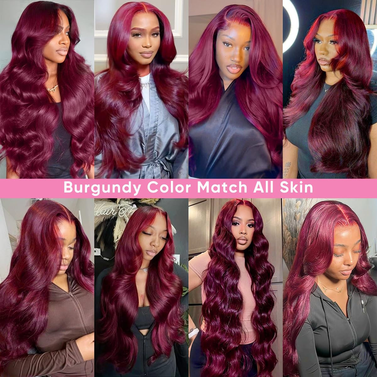 99J Burgundy 13X6 Body Wave Lace Front Wigs Human Hair Preplucked for Women | Re