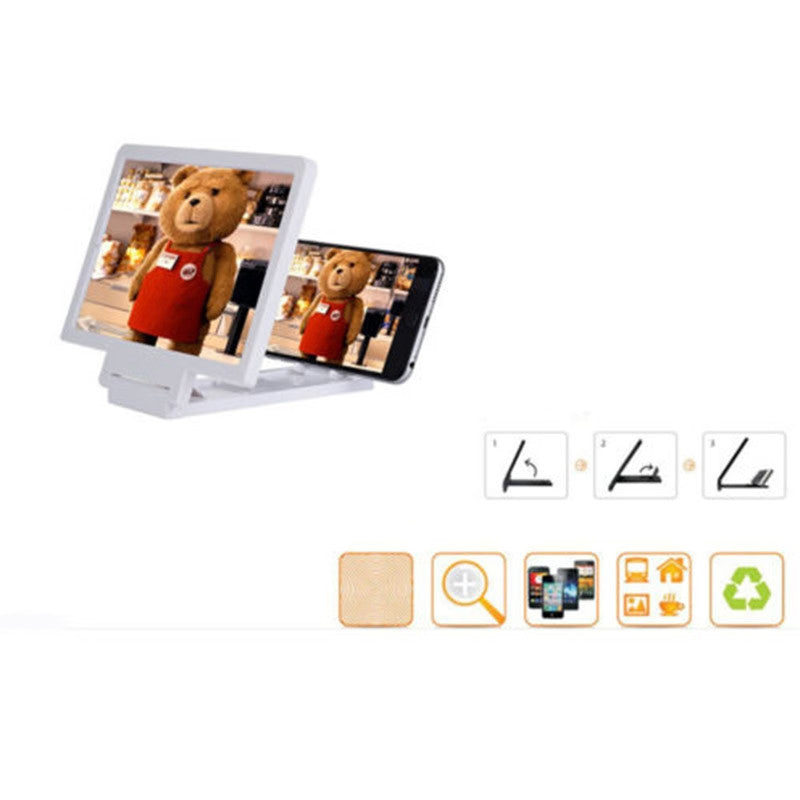 3D Foldable Cell Phone Screen Magnifier HD Expander with Stand black