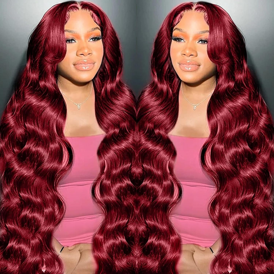 99J Burgundy 13X6 HD Lace Front Wigs Human Hair Body Wave Red Wig for Women | 18