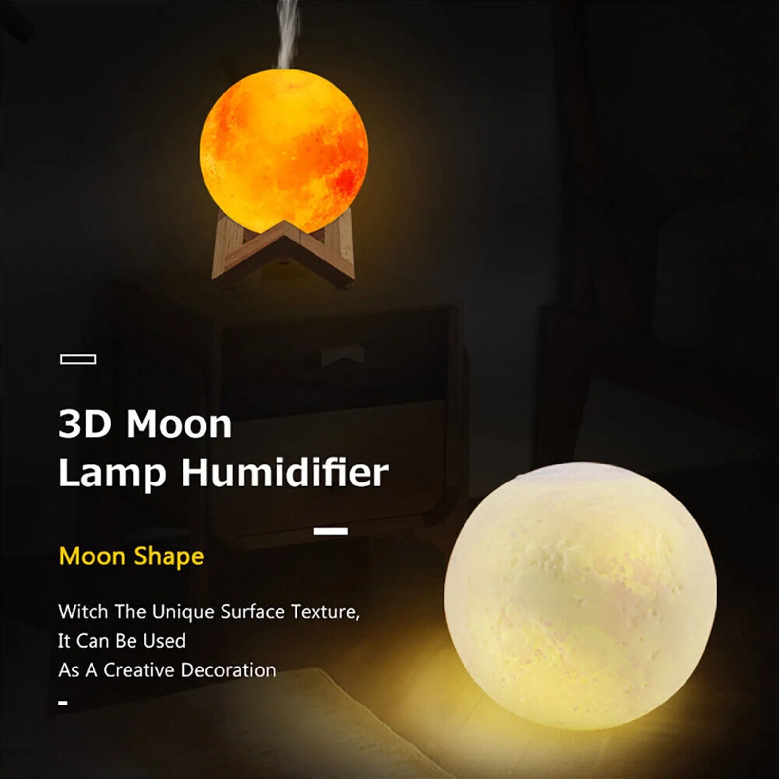 880ml Mist Maker Usb Light Aromatherapy Diffuser 3d Moon Lamp Aroma Humidifier f