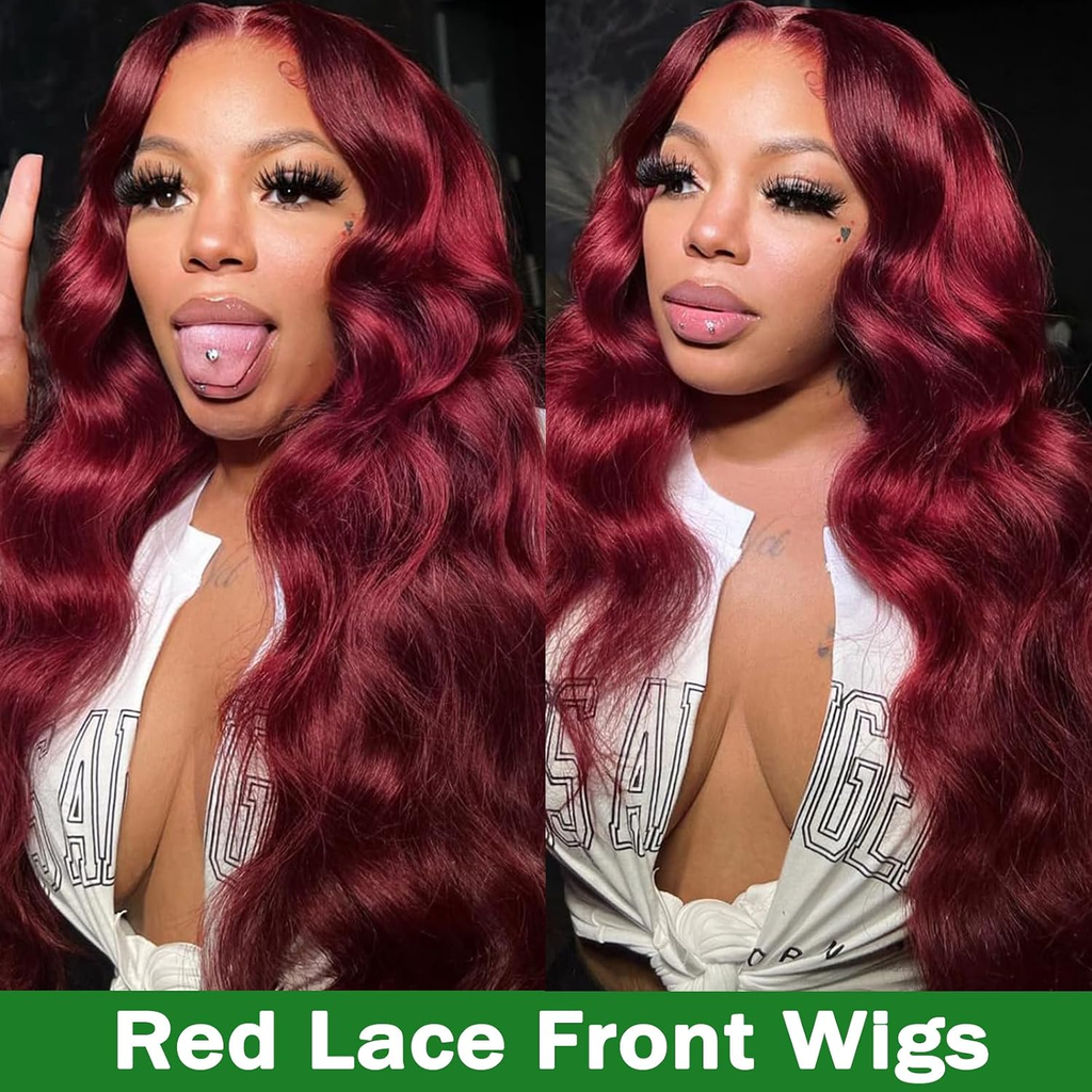 99J Burgundy 13X6 HD Lace Front Wigs Human Hair Body Wave Red Wig for Women | 18