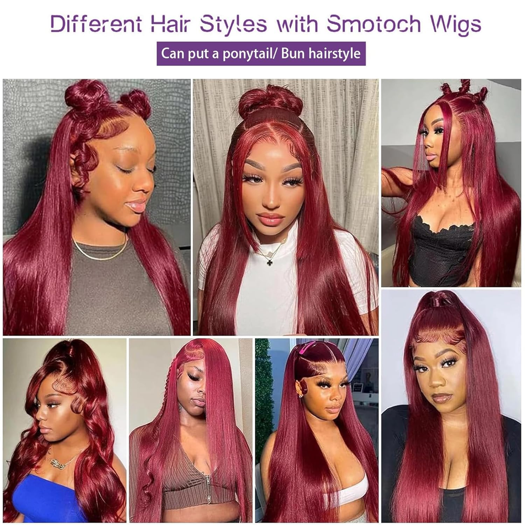 99J Burgundy Wig Human Hair 13X6 Straight Lace Front Wigs Human Hair 20Inch | Wi