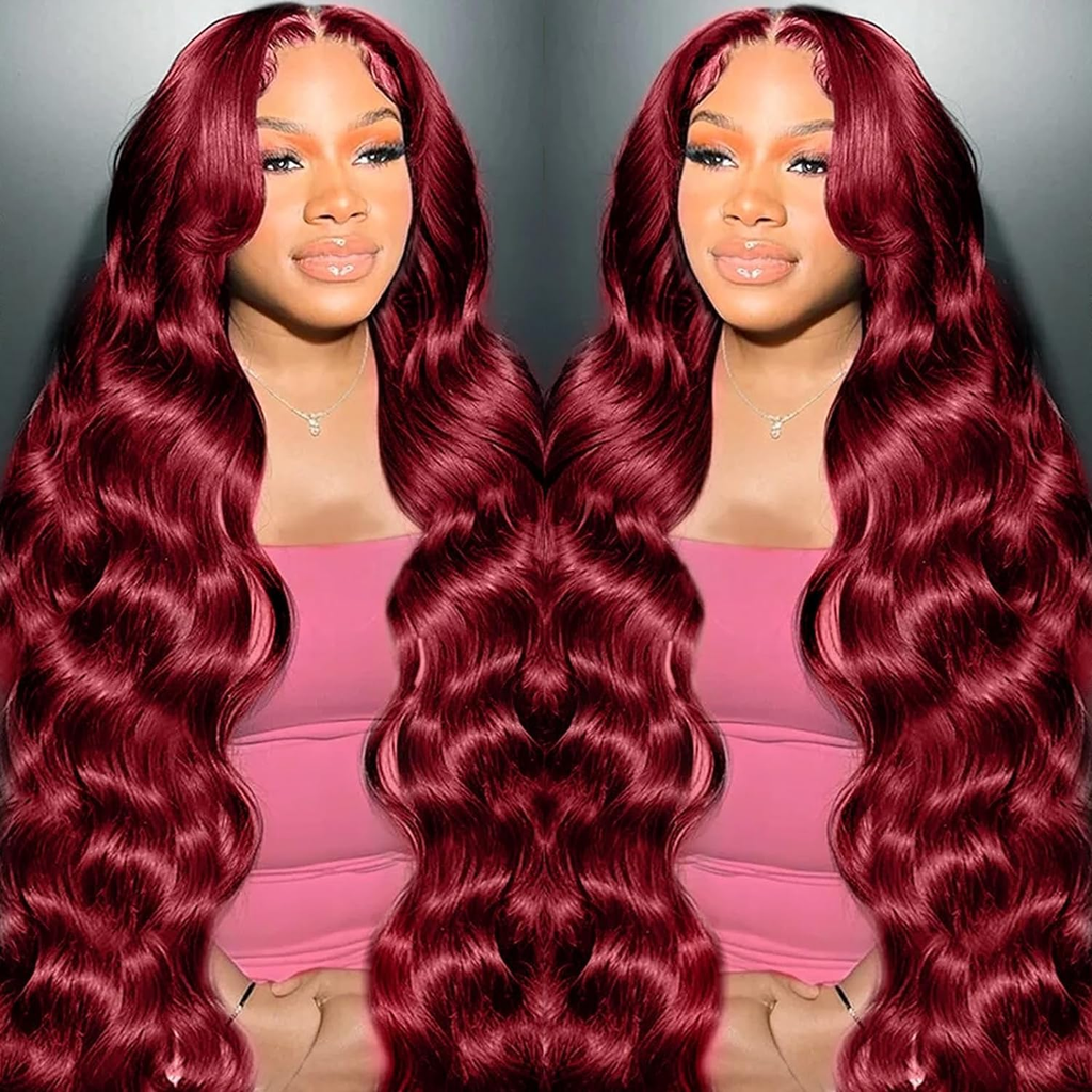 99J Burgundy 13X6 HD Lace Front Wigs Human Hair Body Wave Red Wig for Women | 18
