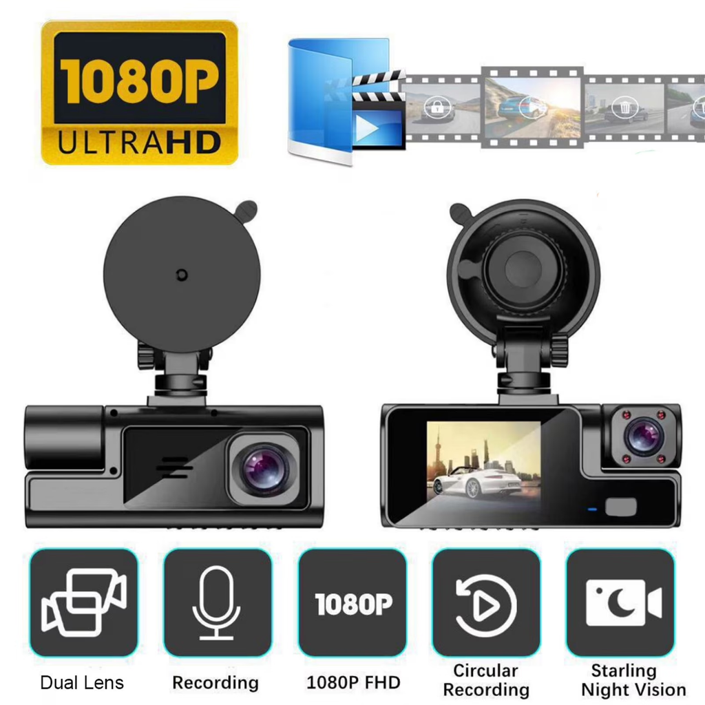 3 Channel Dash Cam, NO Wifi, FHD 1080P Car Camera, Front Dash Camera Front and R