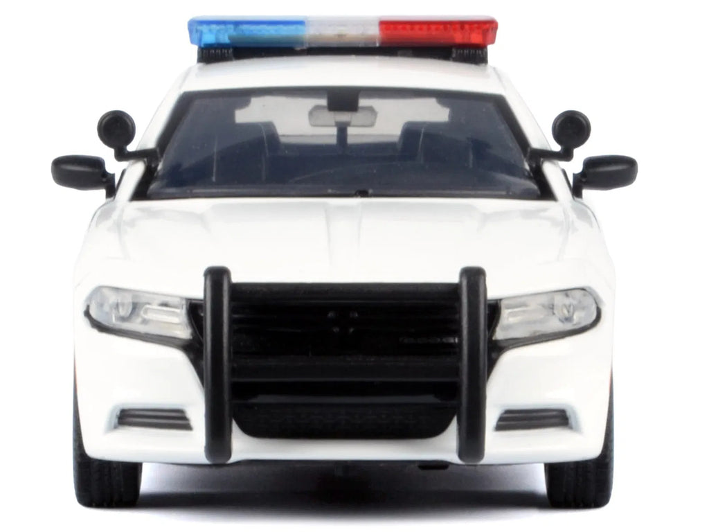 2023 Dodge Charger Pursuit Police Car Unmarked White with Flashing Light Bar Fro