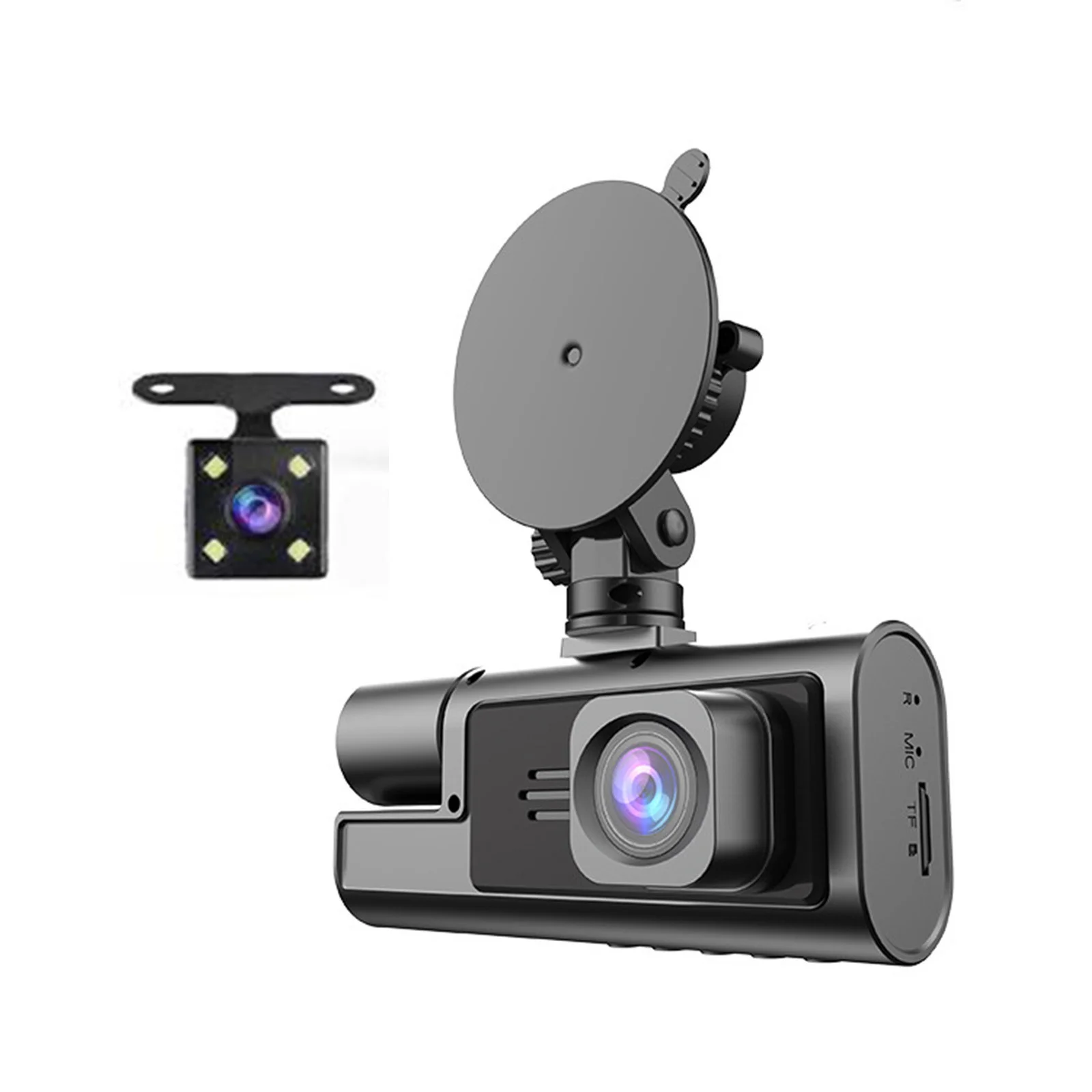 3 Channel Dash Cam, NO Wifi, FHD 1080P Car Camera, Front Dash Camera Front and R