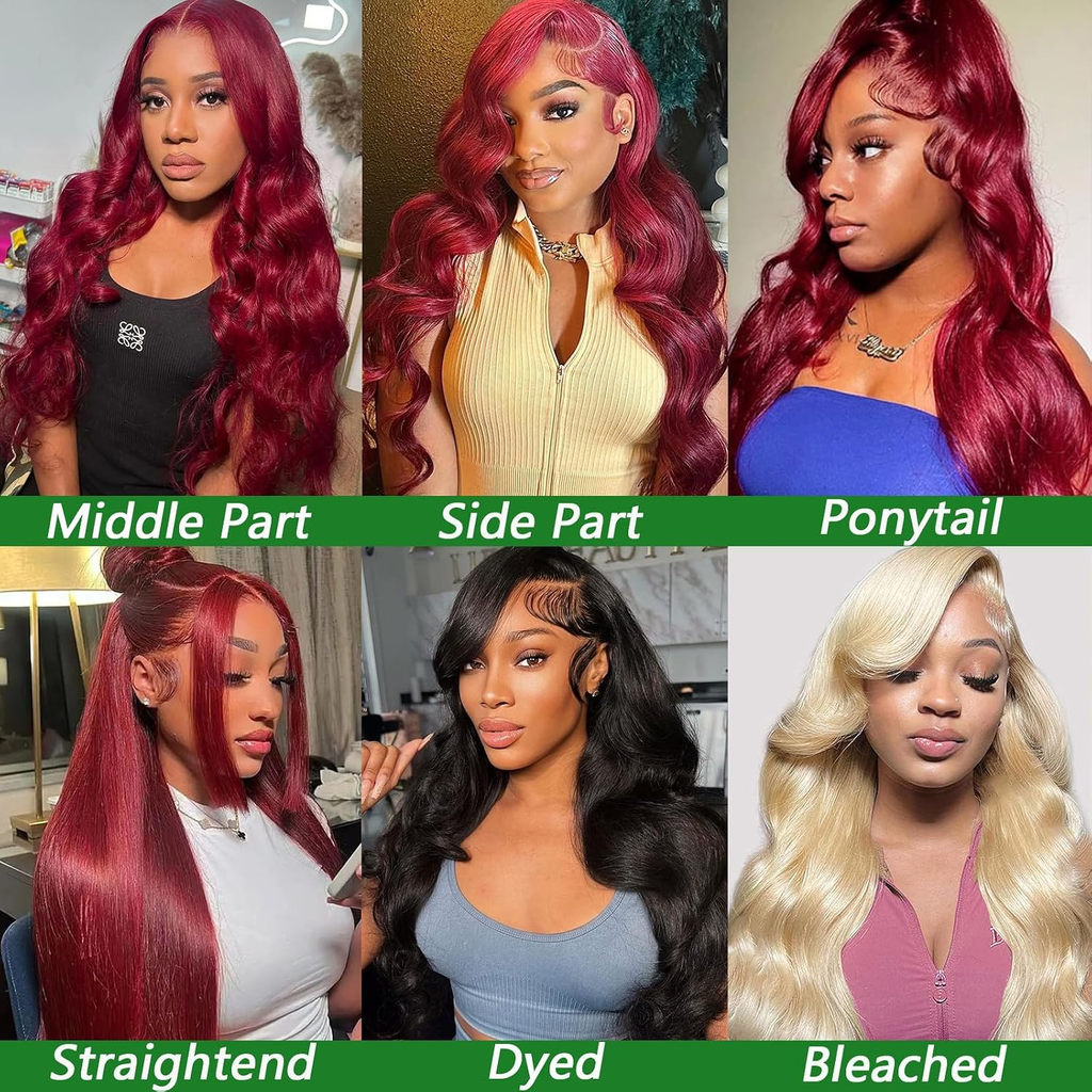 99J Burgundy 13X6 HD Lace Front Wigs Human Hair Body Wave Red Wig for Women | 18