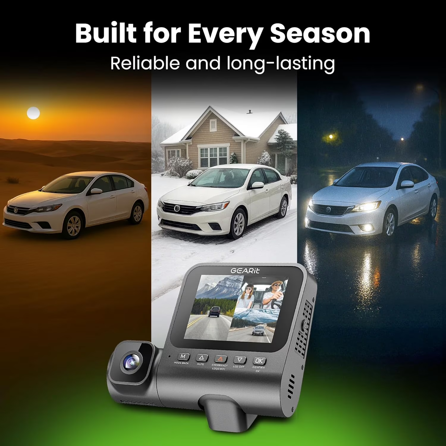 3-Channel Dash Cam Front and Rear with 4K Recording, Interior Cabin Camera, Nigh